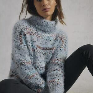 Raga from Anthropologie Blue Darla Speckled Turtleneck Sweater - Size - Small